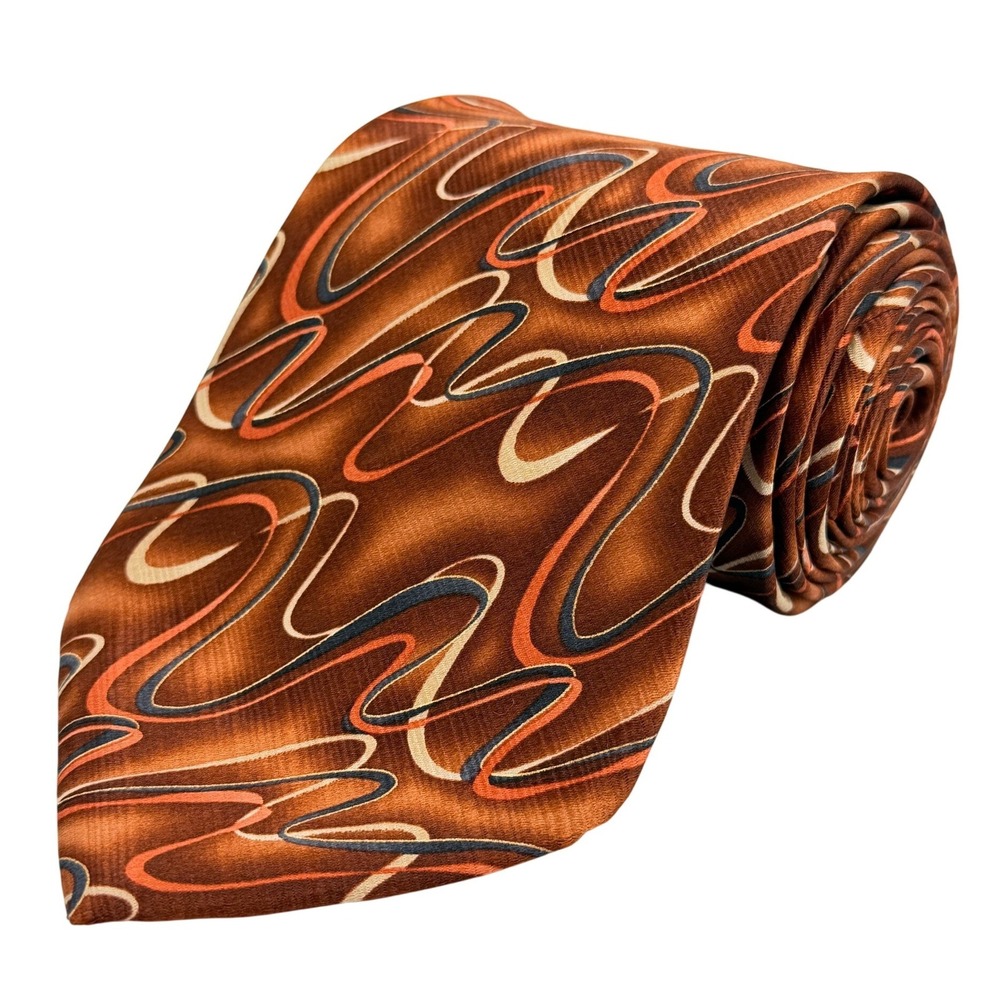Arrow 100% Silk Orange Abstract Swirl Mens Necktie 59"L